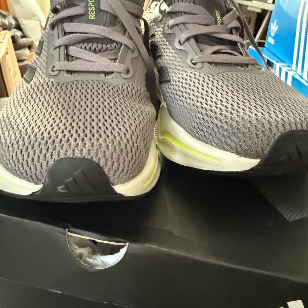 adidas Gray Sneakers with Lime Accents